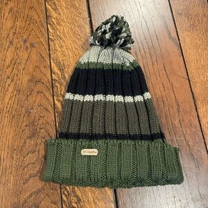 Columbia Green and Black Striped Beanie